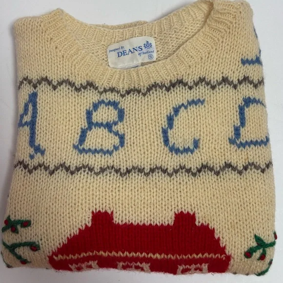 Vintage Deans of Scotland 100% Wool Sweater Schoolhouse Teacher Prairie Size S - Picture 12 of 12